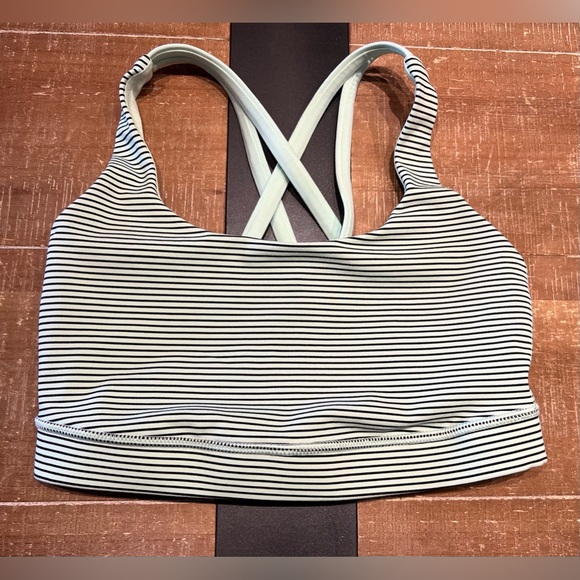 🩵 Lululemon Energy Bra - Mini Hyper Stripe Fresh Teal - Picture 3 of 7